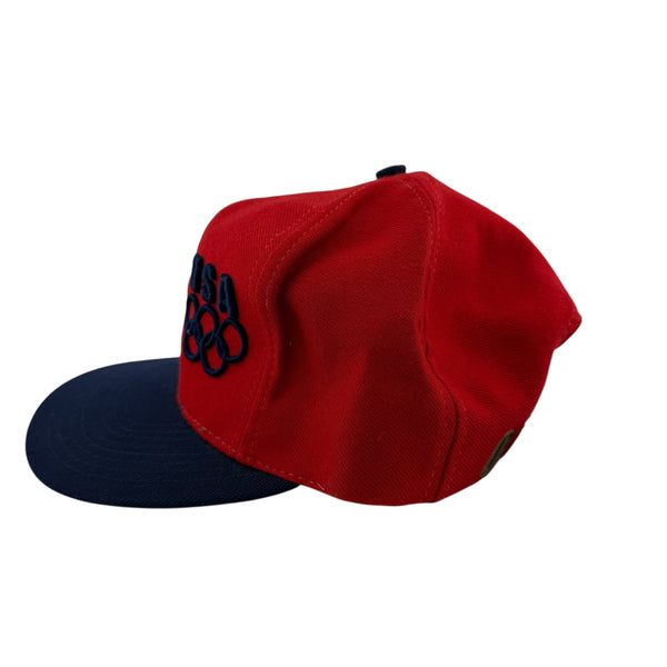 Vintage USA Olympics Color Block Strapback Hat 90s Red White Blue
