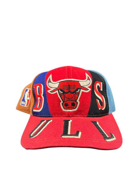 Vintage Chicago Bulls Split Panel Color Block Snapback Hat 90s Multicolor