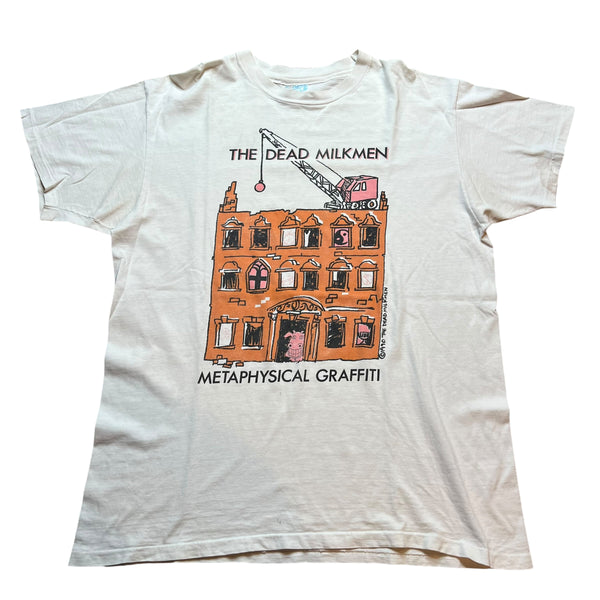 Vintage HANES The Dead Milkmen Metaphysical Graffiti Fear of a Beige Planet 1990 Tour T Shirt 90s White XL