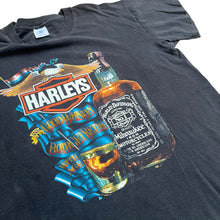 Load image into Gallery viewer, Vintage HOLOUBEK Harley Davidson and Good Whiskey Get Better With Age 1987 T Shirt 80s Black L
