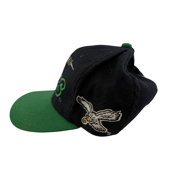 Vintage STARTER Philadelphia Eagles Script Flying Eagle Snapback Hat 90s Black Green