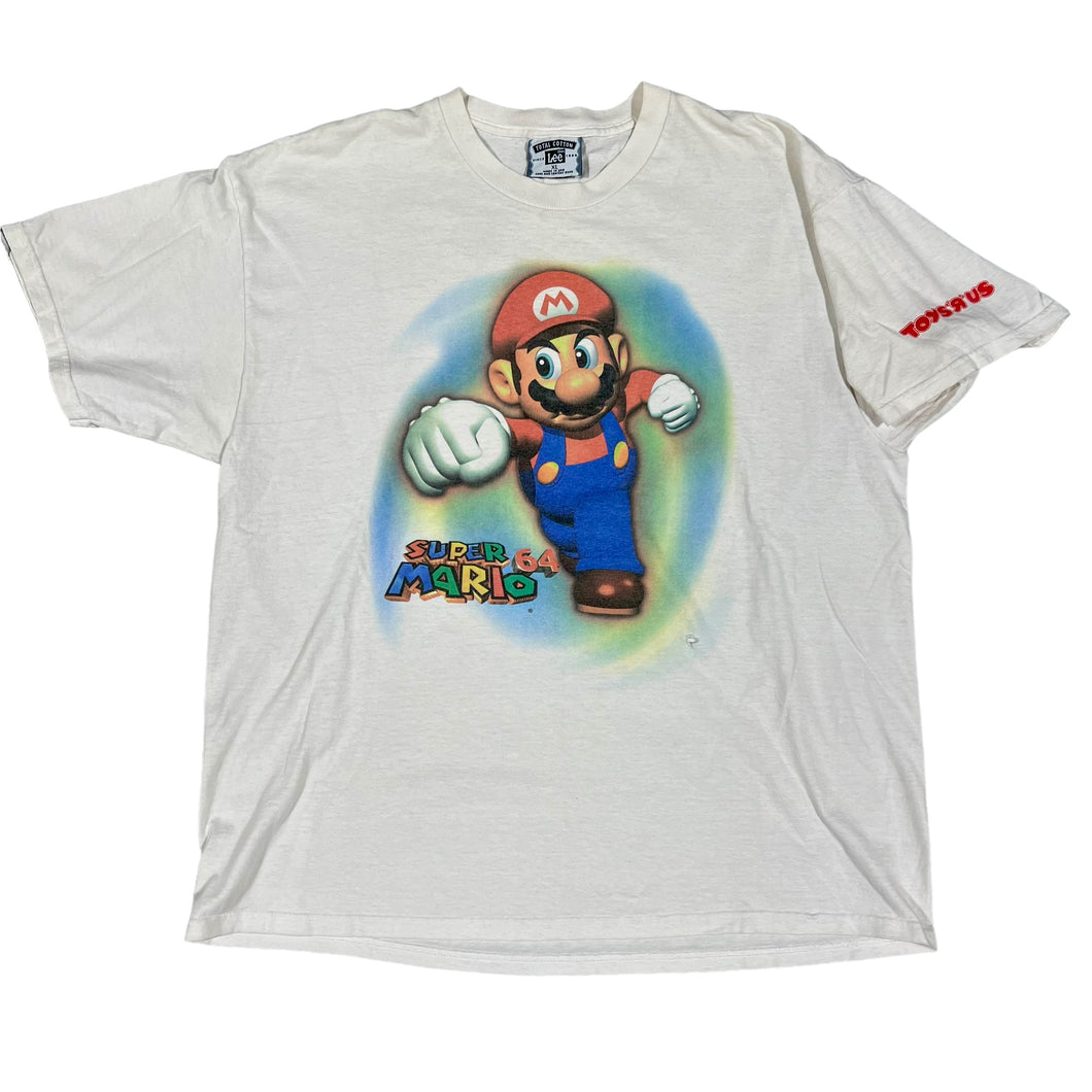 Vintage 1996 Nintendo Super Mario 64 Toys R Us Video Game Promo Shirt Lee XL