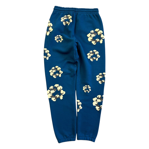 New Denim Tears Teal Blue Cotton Wreath Sweatpants Size Medium