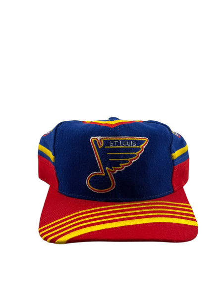 Vintage TWINS St. Louis Blues Multi Logo Striped Brim Snapback Hat 90s Multicolor