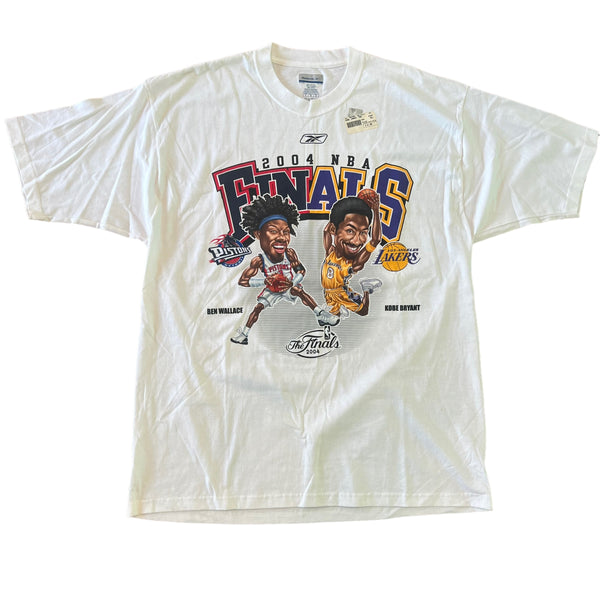 Reebok 2004 NBA Finals Kobe Bryant Ben Wallace Caricature New Deadstock Shirt Large Pistons Lakers 