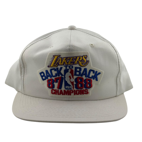 Vintage YOUNGAN Los Angeles Lakers 87-88 Back To Back Champions Snapback Hat 80s White NWT