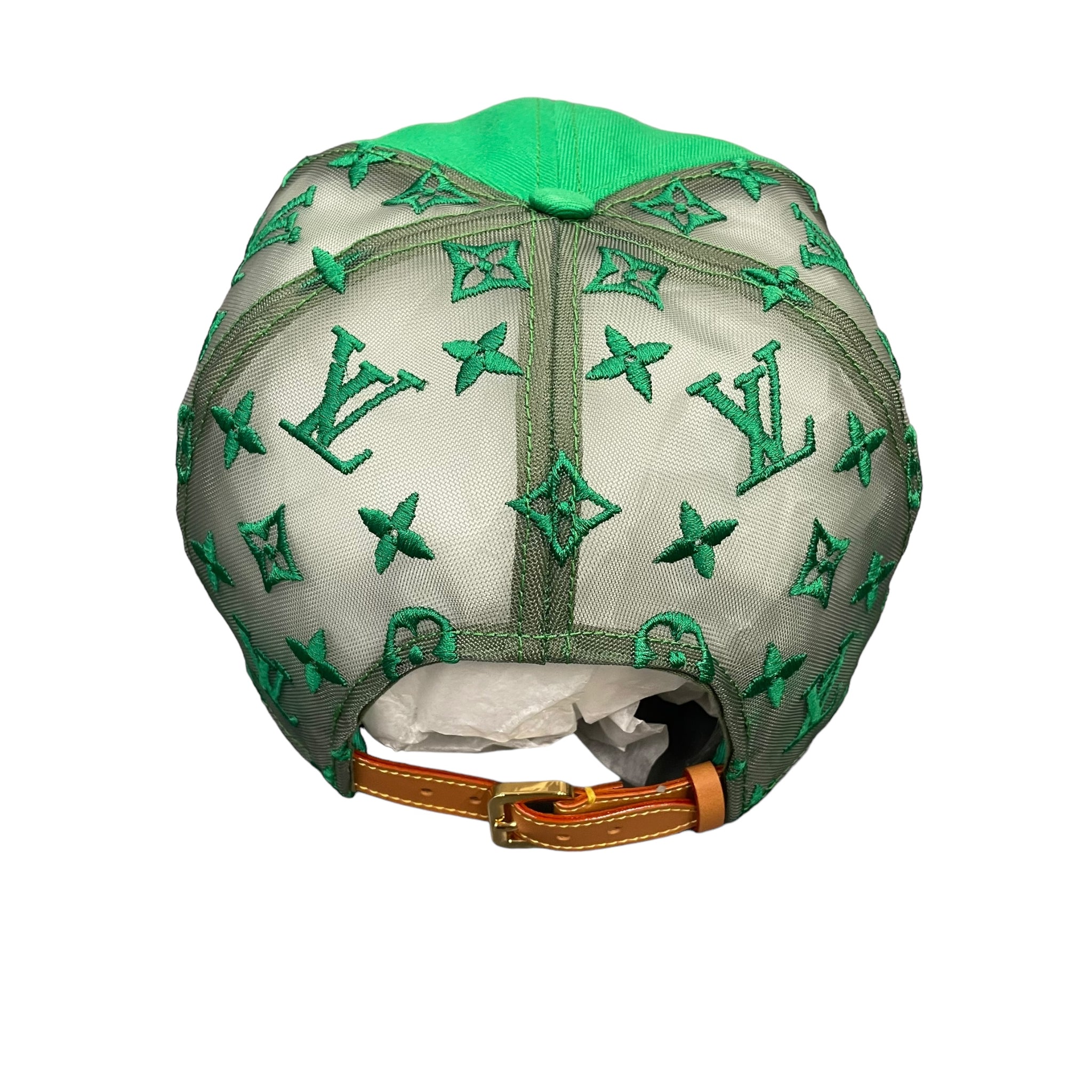 Louis Vuitton Everyday LV Embroidered Mesh Cap Green Pre Owned