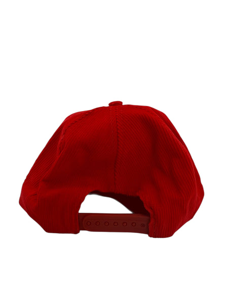 Vintage AHS Peanuts Camp Snoopy Knott's Corduroy Snapback Hat 80s Red