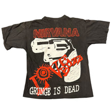 Load image into Gallery viewer, Vintage Kurt Cobain &#39;Grunge Is Dead&#39; Memorial T Shirt 90s Nirvana Black
