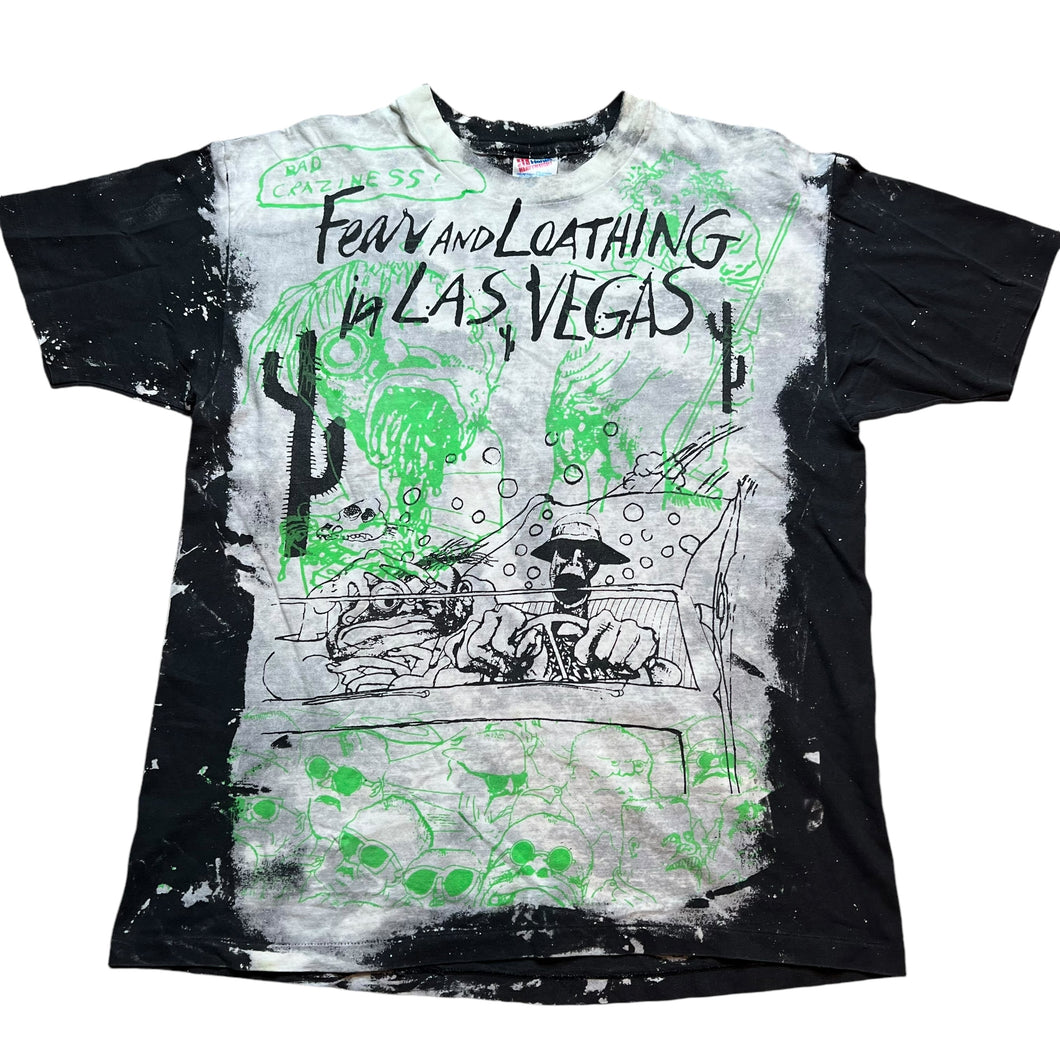 Vintage HANES Fear and Loathing in Las Vegas Ralph Steadman Mosquitohead All Over Print T Shirt 90s AOP Black XL