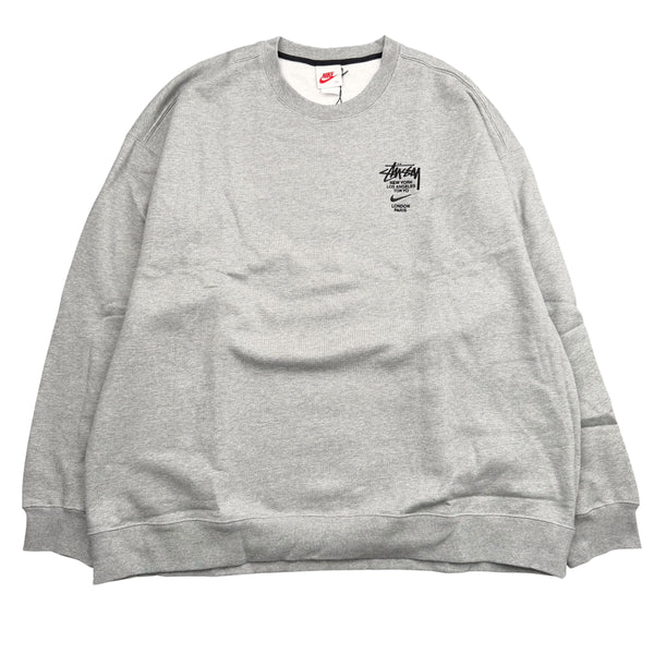 NEW Nike x Stussy NRG ZR Crew Fleece Dark Grey Heather Sz 2XL