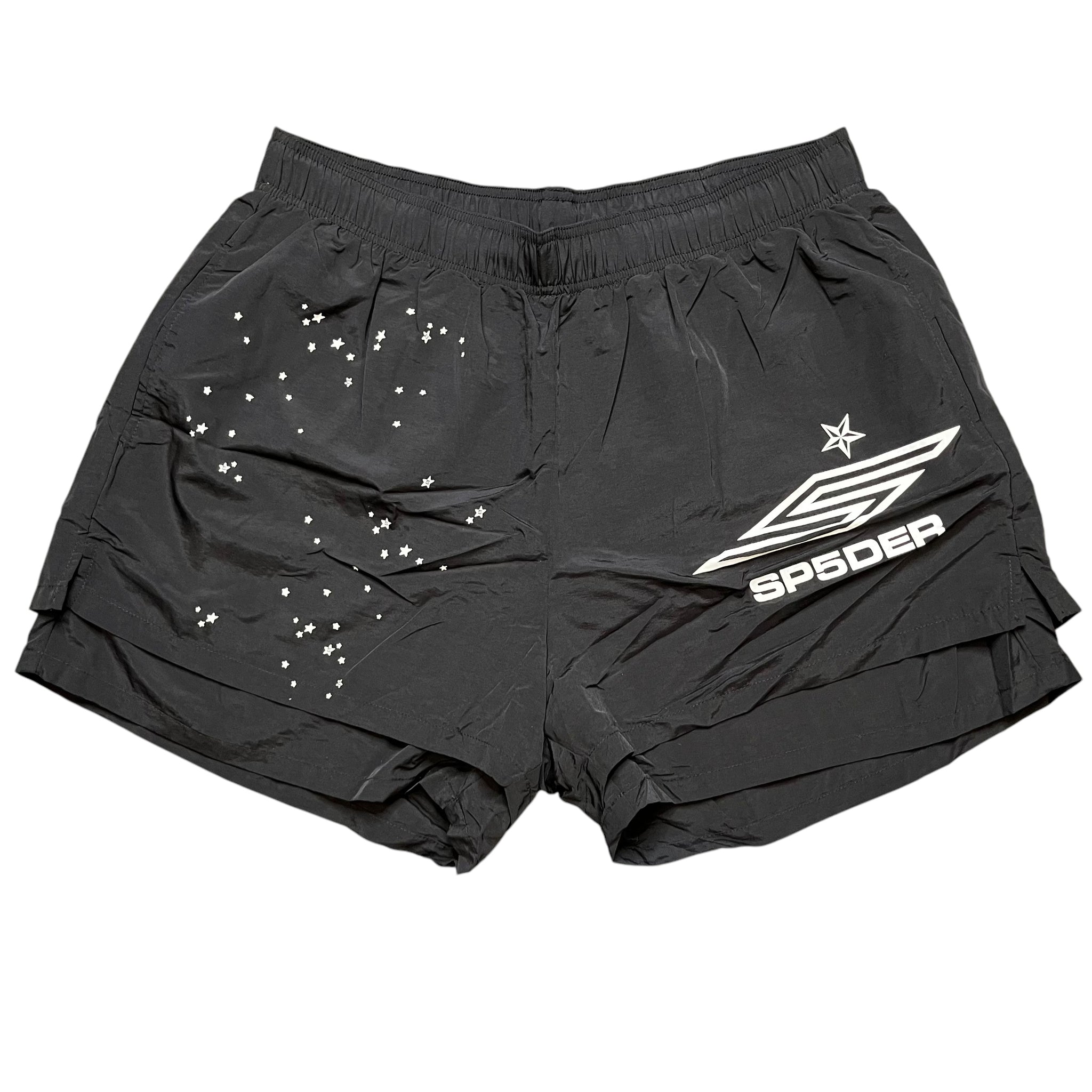 Sp5der Black OG Double Layer Shorts size M – Reset Web Store
