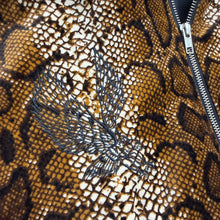 Load image into Gallery viewer, New Supreme Velvet Snakeskin Hooded Bomber Jacket Brown Size X-Large
