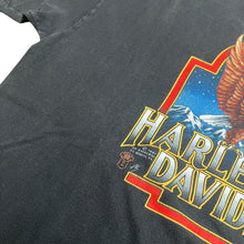 Load image into Gallery viewer, Vintage 3D EMBLEM Harley Davidson Eagle Jackson Hole Wyoming 1987 T Shirt 80s Black
