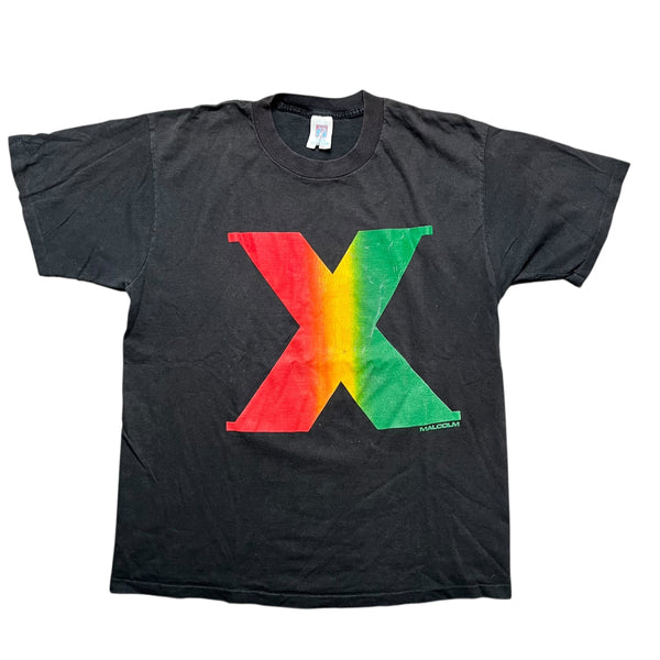 Vintage LOGO 7 Malcom X T Shirt 90s Black Large