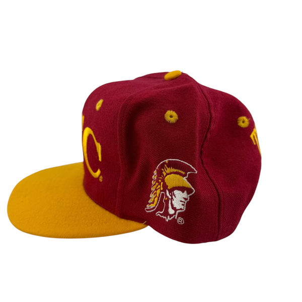 Vintage THE GAME University of Southern California USC Trojans Snapback Hat 90s Red Gold