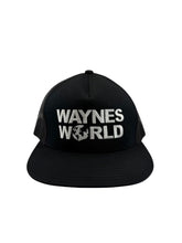 Load image into Gallery viewer, Vintage YUPOONG Wayne's World 1992 Film Promo Trucker Mesh Snapback Hat 90s Black
