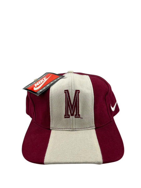Vintage NIKE University of Massachusetts UMass Two Tone Strapback Hat 90s White Burgundy NWT
