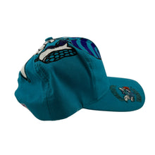 Load image into Gallery viewer, Vintage THE GAME Charlotte Hornets Big Logo Wrap Around Snapback Hat 90s Teal
