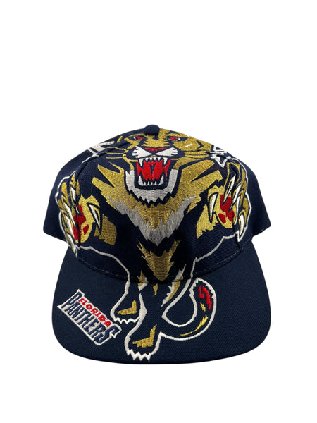 Vintage THE GAME Florida Panthers Big Panther Logo Snapback Hat 90s Navy Blue