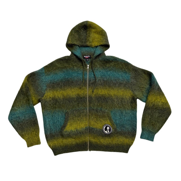 Used Supreme Hysteric Glamour Mohair Zip Up Hooded Sweater Olive Size Large