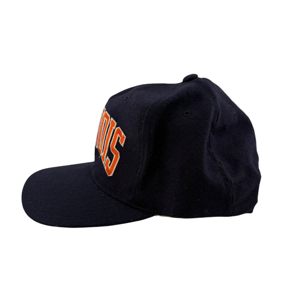 Vintage STARTER University of Illinois Fighting Illini Arch Snapback Hat 90s Blue