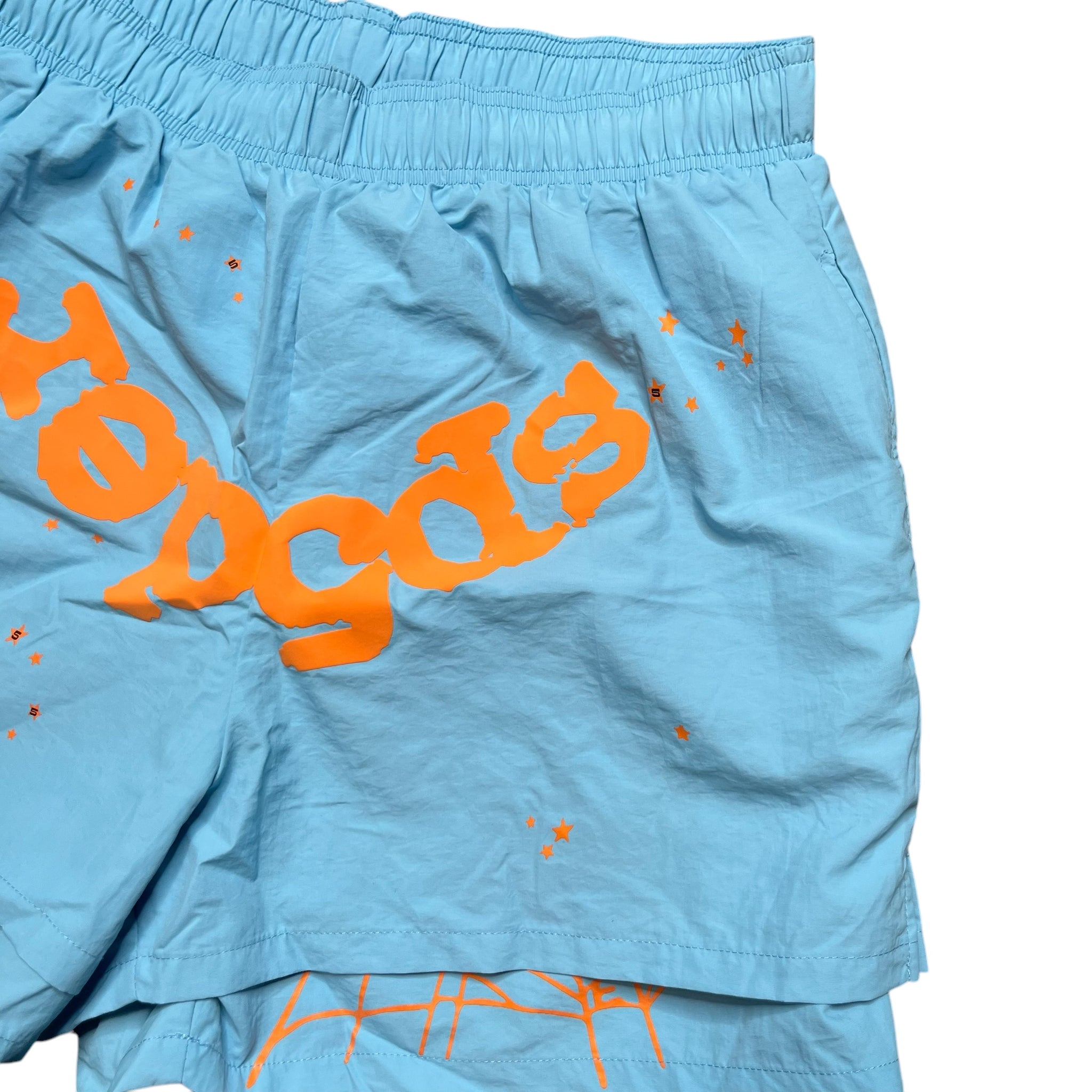 New Sp5der Light Blue OG Double Layer Shorts size M – Reset Web Store