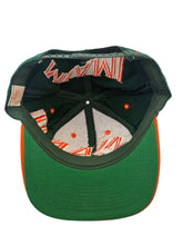 Load image into Gallery viewer, Vintage SIGNATURE Miami Hurricanes Big Logo Wraparound Snapback Hat 90s Green Orange
