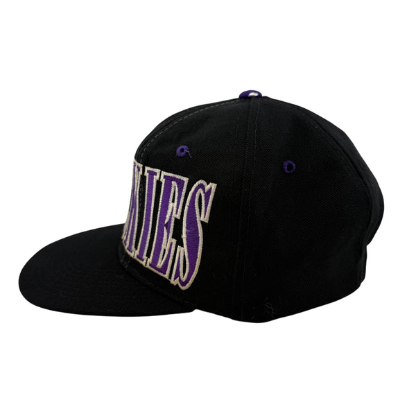 Vintage STARTER Colorado Rockies The Natural Tri-Power Snapback Hat 90s Black Purple