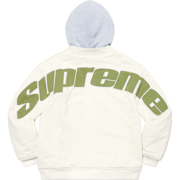 NEW Supreme Hooded Twill Varsity Jacket White Sz XL