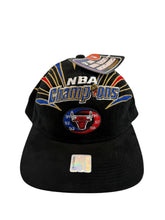 Load image into Gallery viewer, Vintage STARTER Chicago Bulls 1998 NBA Finals Champions Strapback Hat 90s Black NWT
