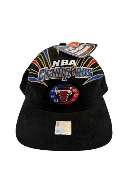 Vintage STARTER Chicago Bulls 1998 NBA Finals Champions Strapback Hat 90s Black NWT