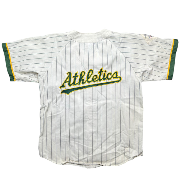 Vintage STARTER Oakland Athletics Pinstripe Baseball Jersey 90s White L
