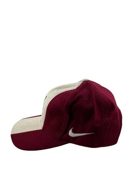 Vintage NIKE University of Massachusetts UMass Two Tone Strapback Hat 90s White Burgundy NWT
