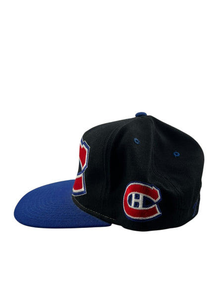 Vintage #1 APPAREL Montreal Canadiens Big Logo Snapback Hat 90s Black Blue