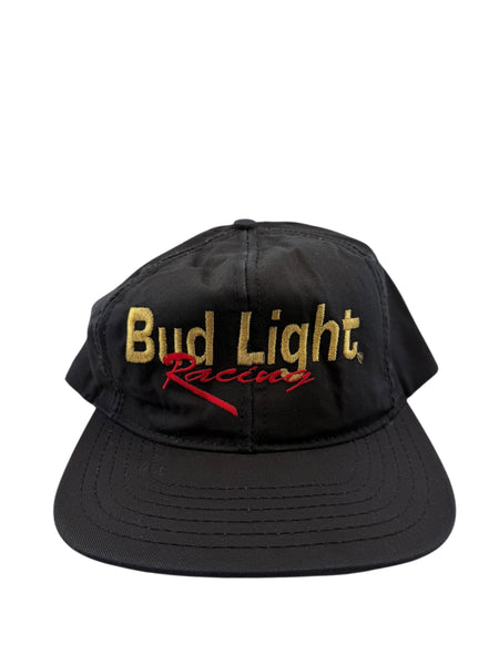 Vintage Budweiser Bud Light Racing Snapback Hat 90s Black