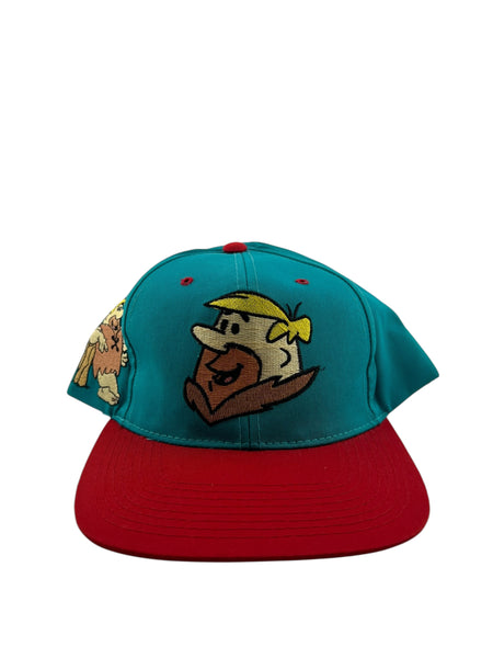 Vintage AMERICAN NEEDLE Barney The Flintstones Blockhead Snapback Hat 90s Teal Red