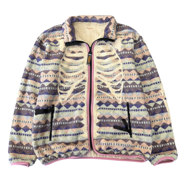 Kapital Ashland Stripe & Bone Fleece Jacket Purple Sz 2