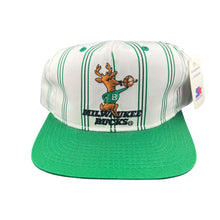 Load image into Gallery viewer, Vintage STARTER Milwaukee Bucks Pinstriped Snapback Hat 90s White Green NWT
