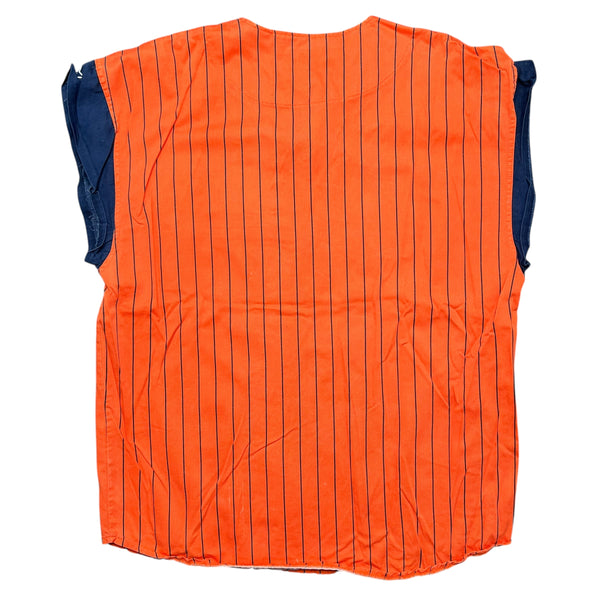 Vintage STARTER New York Yankees Pinstripe Sleeveless Baseball Jersey 90s Orange L