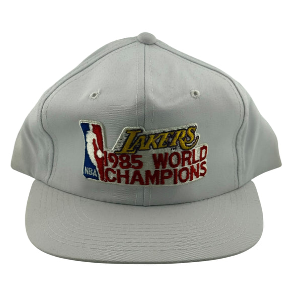 Vintage 1985 YOUNGAN Los Angeles Lakers World Champions Snapback Hat 80s White