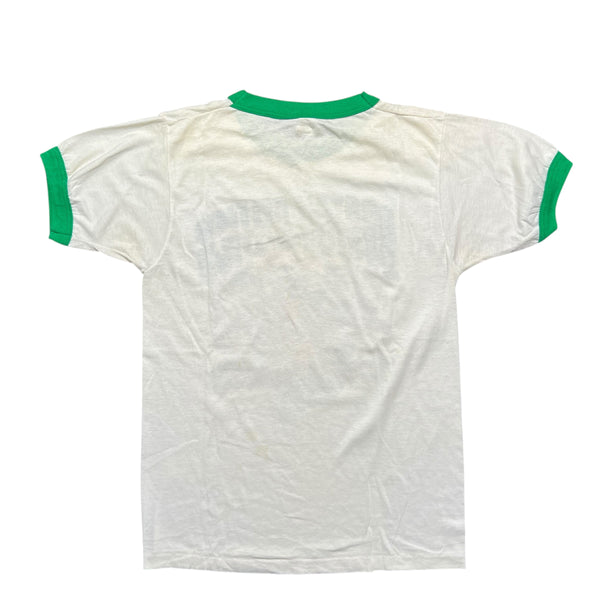 Vintage SCREEN STARS Boston Celtics Sweet Sixteen For The Green Machine 1986 NBA Champs Caricature Ringer T Shirt 80s White M