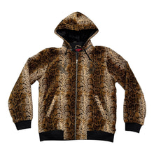 Load image into Gallery viewer, New Supreme Velvet Snakeskin Hooded Bomber Jacket Brown Size X-Large
