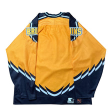 Load image into Gallery viewer, Vintage STARTER Boston Bruins Pooh Bear Alternate Center Ice Authentic NHL Hockey Jersey 90s Yellow 52-R
