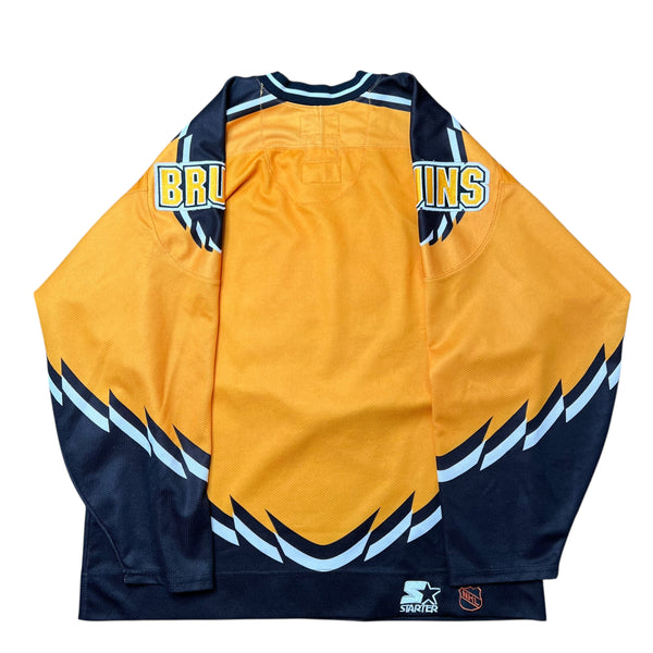 Vintage STARTER Boston Bruins Pooh Bear Alternate Center Ice Authentic NHL Hockey Jersey 90s Yellow 52-R