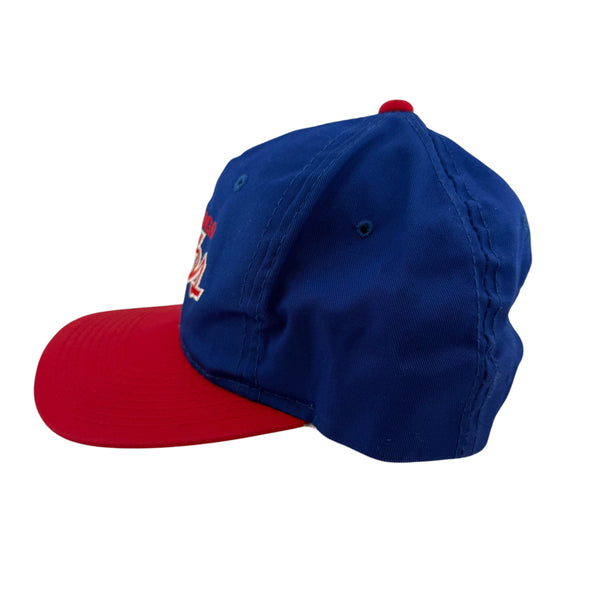 Vintage SPORTS SPECIALTIES Chicago Cubs Script Side Logo Snapback Hat 90s Blue Red