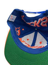 Load image into Gallery viewer, Vintage AJD New York Knicks Big Logo Wraparound Snapback Hat 90s Blue Orange NWT
