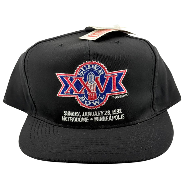 Vintage AMERICAN NEEDLE 1992 Super Bowl Snapback Hat 90s Black NWT