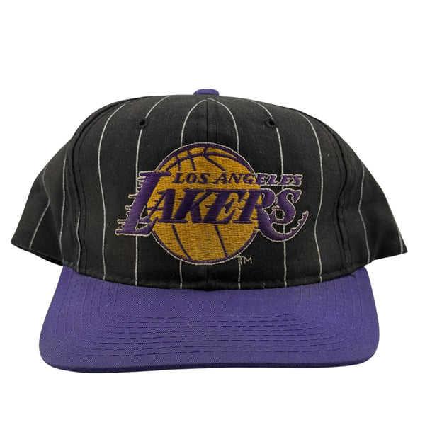 Vintage STARTER Los Angeles Lakers Pinstripe Snapback Hat 90s Multicolor