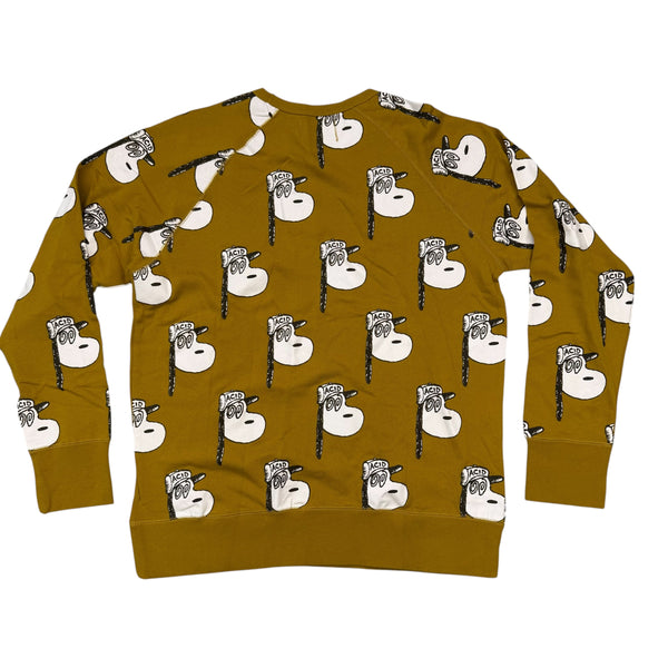 New Fucking Awesome Acid Snoopy All-Over Print Crewneck Mustard Size X-Large
